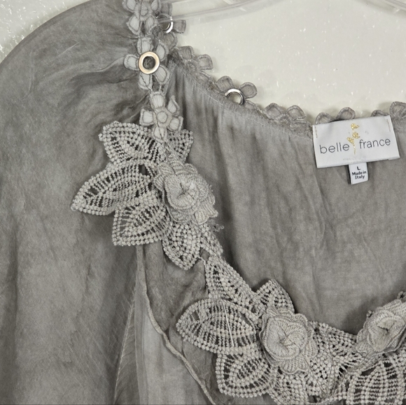 BELLE FRANCE Italian Silk Top Large L Bohemian Fairy Whimsigoth Festival - Picture 3 of 8